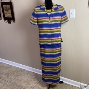 Silk Two-Piece Dress Set With Short Sleeve Blazer & Sleeveless Maxi Dress Size 8